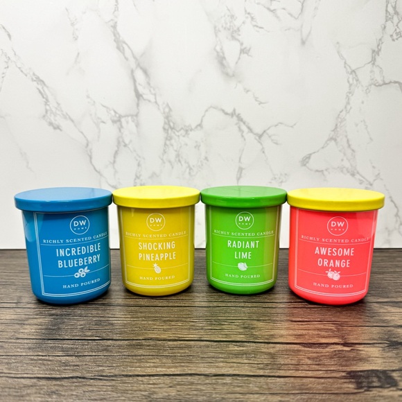 Neon candles, set of 4 DW Home mini candles, 3.8 oz candles, summer fruit scents - Picture 2 of 7
